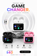 ANC Supernova Air Buds – Smart Touchscreen Wireless Earbuds (iPhone 17 Pro Compatible)